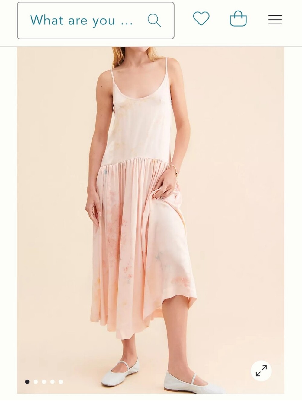Soft Blush Slip Midi Dress with Subtle Tie-Dye